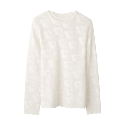 MOBAI默白半高领蕾丝叠穿打底衫