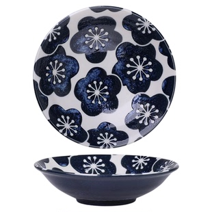 有谷窑日本进口月濑梅陶瓷日式餐具家用碗高级感釉下彩盘碗碟盘子