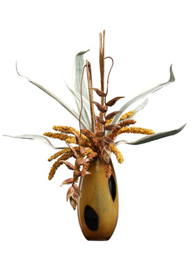 妖及中古琥珀圆点玻璃花瓶