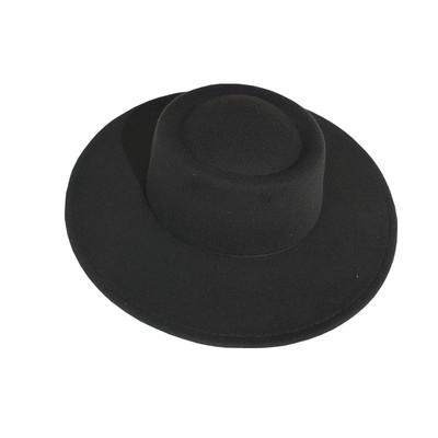 法式风白色仿毛呢平顶光板帽子