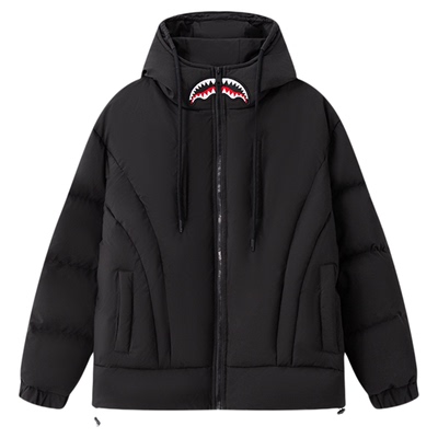SprayGround鲨鱼嘴美式白鸭绒羽绒服男女25冬季字母哥特防寒外套