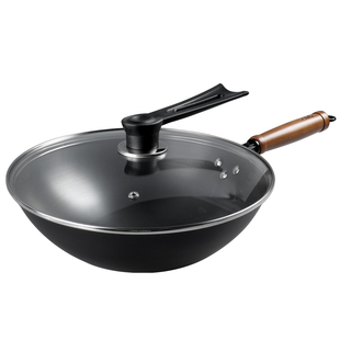 铁木真圆底2代铁锅 炒锅老式炒菜锅无涂层不粘传统家用燃气灶适用