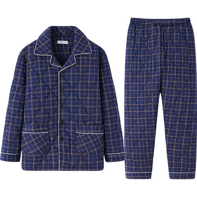 三层夹棉格子2025年新款冬天睡衣