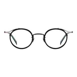 张鲁一胡歌同款日系设计师Vintage纯钛板材复古圆框眼镜架李侠145