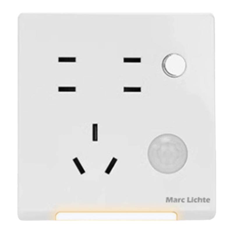 86型七孔插座带感应小夜灯