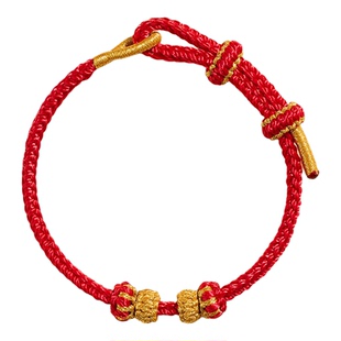 普陀山2026马年本命年红绳编织绳手链可穿黄金diy配件半成品手绳