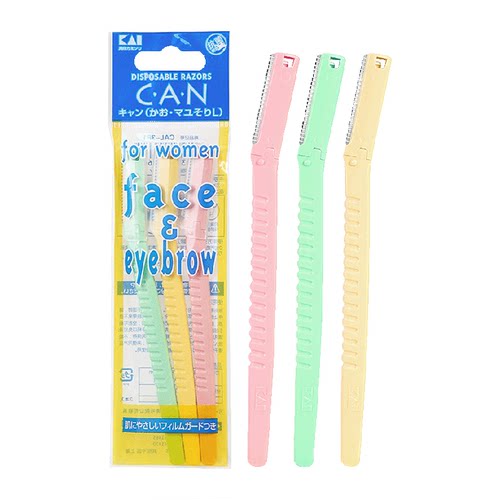 kai/贝印进口抗菌修眉刀敏感肌适用初学者刮眉刀安全修眉工具3把