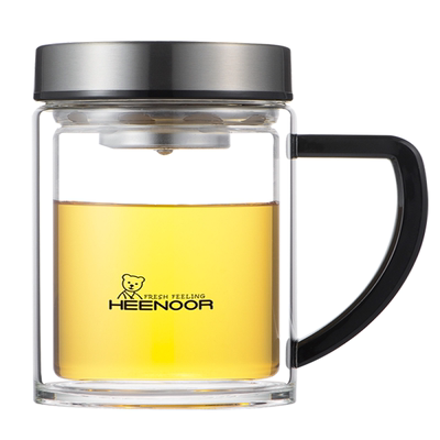 希诺双层玻璃杯办公手柄泡茶喝水