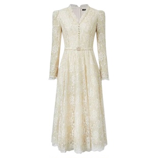 珂莱商场同款2026年春秋季新款女装优雅浪漫蕾丝气质长袖连衣裙女