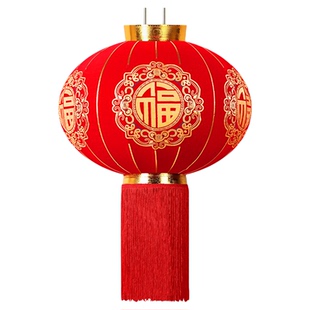 2026新款大红灯笼吊灯新年春节过年阳台户外大门口一对植绒布挂饰