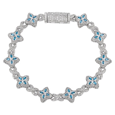 KREAM 满钻湖蓝锆石手链男嘻哈欧美潮流轻奢小众个性手饰