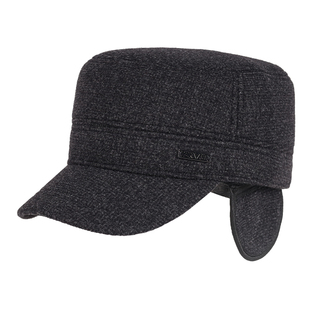 老人帽子男秋冬后封口不露头平顶帽加绒加厚护耳保暖帽加厚鸭舌帽