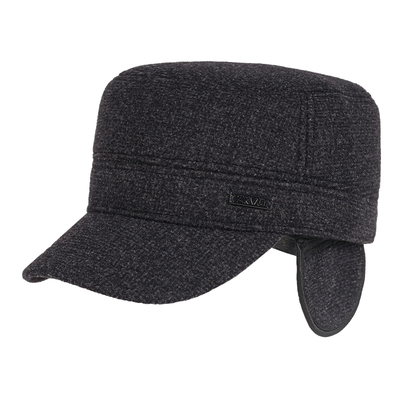 后封口不露头加绒护耳平顶帽男士