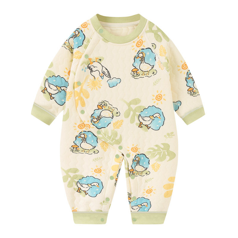 婴儿连体衣秋冬衣服新款宝宝夹棉新生儿保暖加厚哈衣爬服套装秋季