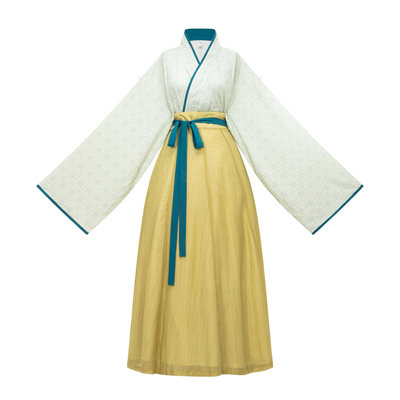 【观止织造｜萝枝】晋制汉服晋襦交窬裙破裙绿色印花天丝传统日常