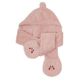 云朵工厂种子毛绒围巾一体帽女秋冬保暖手套帽子三件套可爱围脖