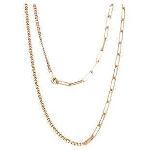 双姝AB链 18k黄金万能项链手链素链粗链方格古巴链按压双扣黄粗