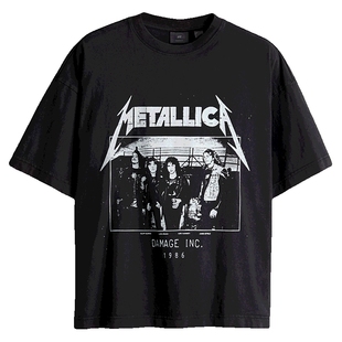 【Metallica】HM男装女装乐队T恤印花宽松美式重磅打底衫1159823