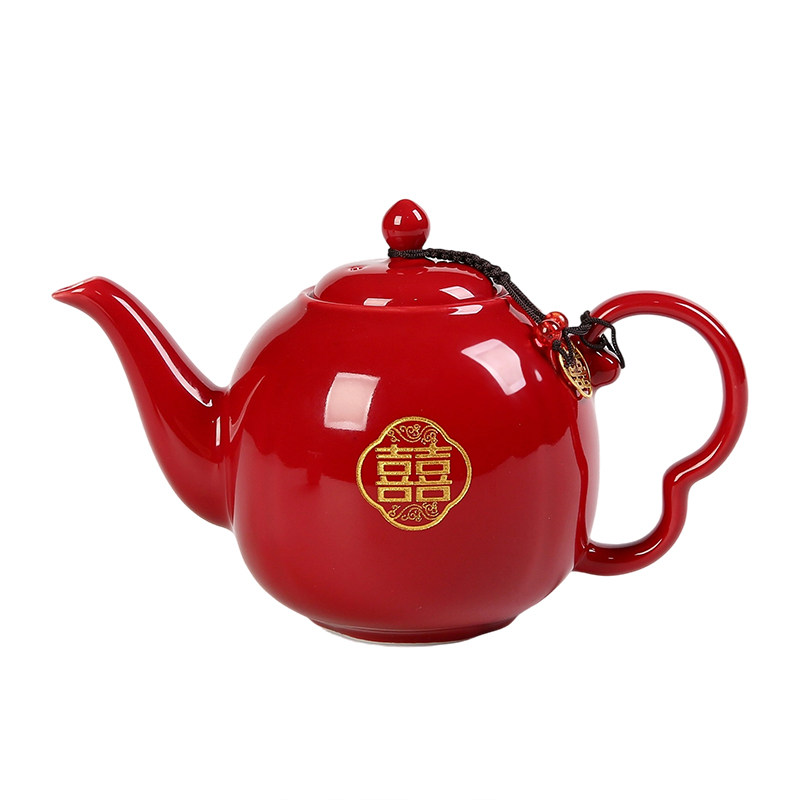 结婚红色手把泡茶壶喜庆喜提梁壶
