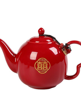 结婚红色手把泡茶壶喜庆喜提梁壶
