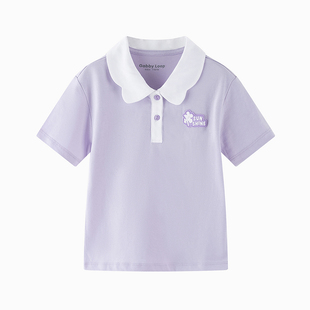 加比瑞童装 夏季新品 女童简约休闲舒适宽松短袖POLO中大童T恤衫