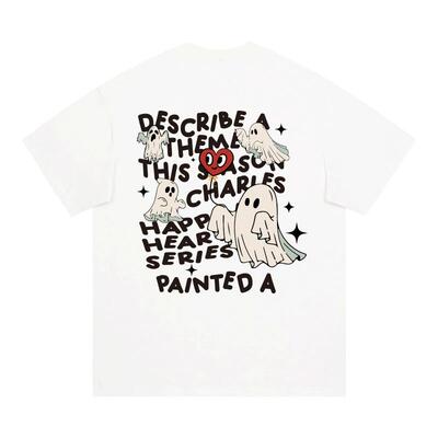 查尔斯桃心漂浮幽灵圆领短袖T恤