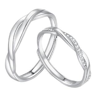 周大生星河醉梦情侣对戒纯银戒指可调节活口戒指生日礼物送女友