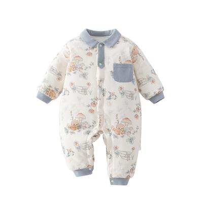 温巢婴儿衣服秋冬夹棉保暖连体衣