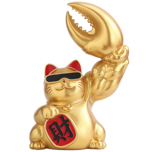 招财猫摆件小网红店铺开业礼品客厅家居装饰巨臂肌肉麒麟臂劫财猫