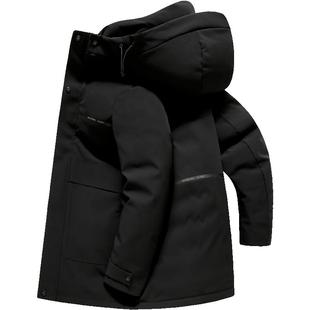 雪中飞鹅绒羽绒服男款加厚抗寒冬装上衣中长款连帽可脱卸冬天外套