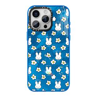 benefit蓝底白色兔子小花17适用于iphone16promax苹果15PRO晶盾磁吸手机壳13新款14套12冰川纹防摔彩色边框