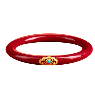 庆祥泰原矿朱砂手镯正品官方旗舰店女款真品天然红玛瑙手串送女友