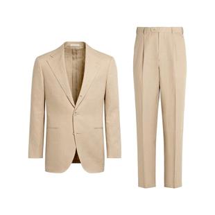 SUITSUPPLY砂砾色亚麻宽松慵懒休闲男士西装套装休闲