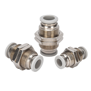 黑色白色PM隔板直通穿板快速接头气动气管快插PM-4/6/8/10/12MM