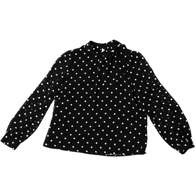 oo&vv黑色波点印花雪纺衬衫女2026春新洋气宽松微透小衫长袖上衣