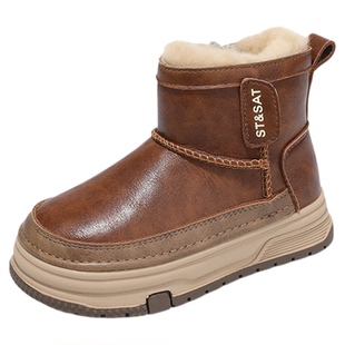 星期六童鞋儿童雪地靴男童2025冬季新款加绒加厚保暖女童防滑棉靴