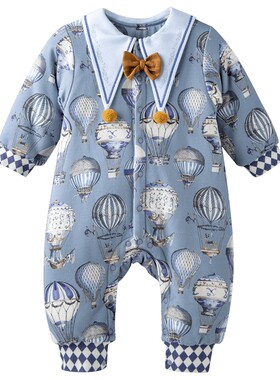 [璀璨蓝宝石]aqpa爱帕夹棉婴儿连体衣保暖棉服秋冬宝宝哈衣外出服