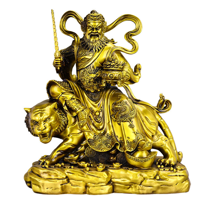 黄铜武财神赵公明骑虎供奉神像
