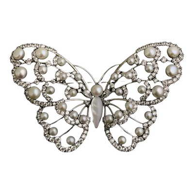 淡水珍珠蝴蝶胸针优雅奢华新年礼