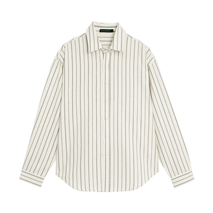 bdpowerup老钱风复古条纹衬衫男士2025秋季新款宽松外套休闲衬衣