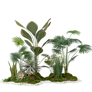 热带雨林仿真植物造景加州蒲葵假绿植景观餐厅商场楼梯下布置装饰