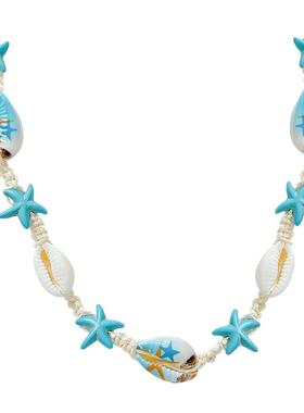 海边度假风贝壳海星项链女甜酷辣妹风高级感锁骨链小众串珠颈链