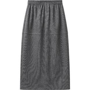 播开叉直筒卫衣半身裙女冬季高腰显瘦中长款A字裙DDR4BD5192