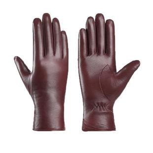 小山羊皮手套女冬保暖羊毛内里骑车开车薄款修手纯羊皮触屏皮手套