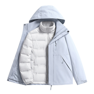 Wassup Wolf三件套羽绒服冲锋衣男女2025新款冬季三合一滑雪外套