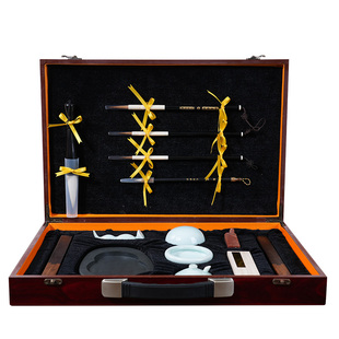 文房四宝套装成人砚台毛笔书法笔墨纸砚全套专业精品高档礼盒便携高端礼盒书法国画毛笔套装练习印章墨条镇纸