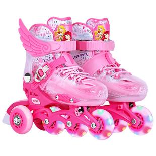 迪士尼溜冰鞋儿童初学者小童2岁5男童幼儿女童旱冰双排辅助轮滑鞋