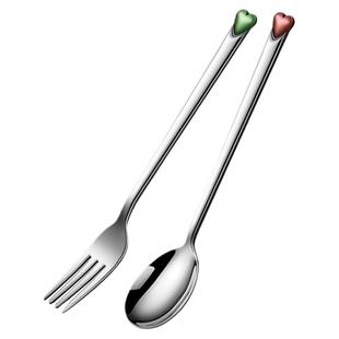 316L不锈钢勺子心形咖啡搅拌勺长柄甜品勺家用调羹吃饭勺儿童汤勺