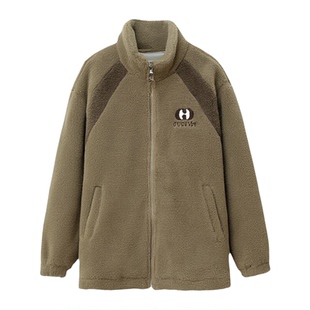 冬装皮毛一体羊羔绒上衣女新款小个子宽松加绒加厚摇粒绒保暖外套