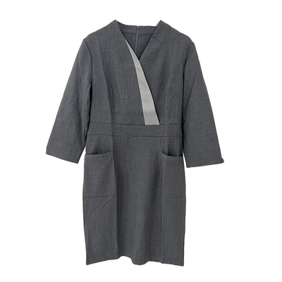 职业装灰色连衣裙秋冬时尚